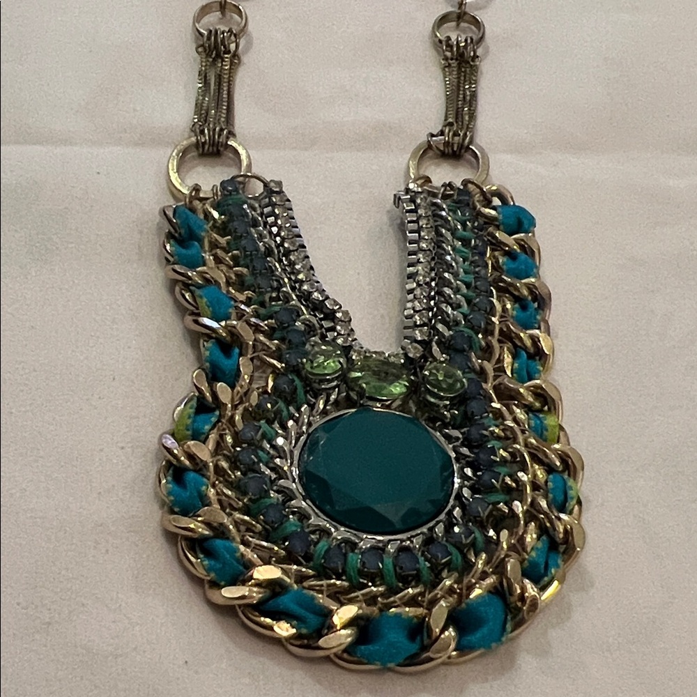Elegant Gold and Teal Necklace